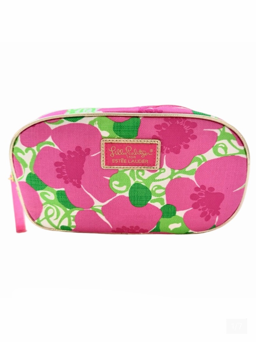 Estee Lauder Lilly Pulitzer Pink Green Makeup Bag Floral Print Collaboration New